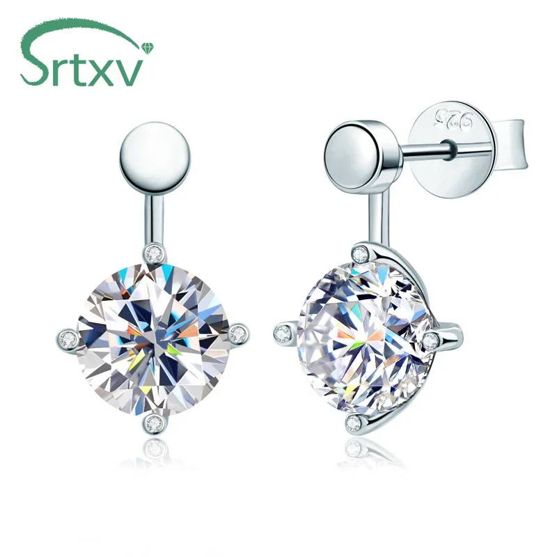 8mm D Renk VVS Mozanit Damla Küpe Kadınlar için S925 Gümüş 18 K Kaplama 4CTTW Gelin Düğün Elmas Çıtçıt Küpe Hediye Takı