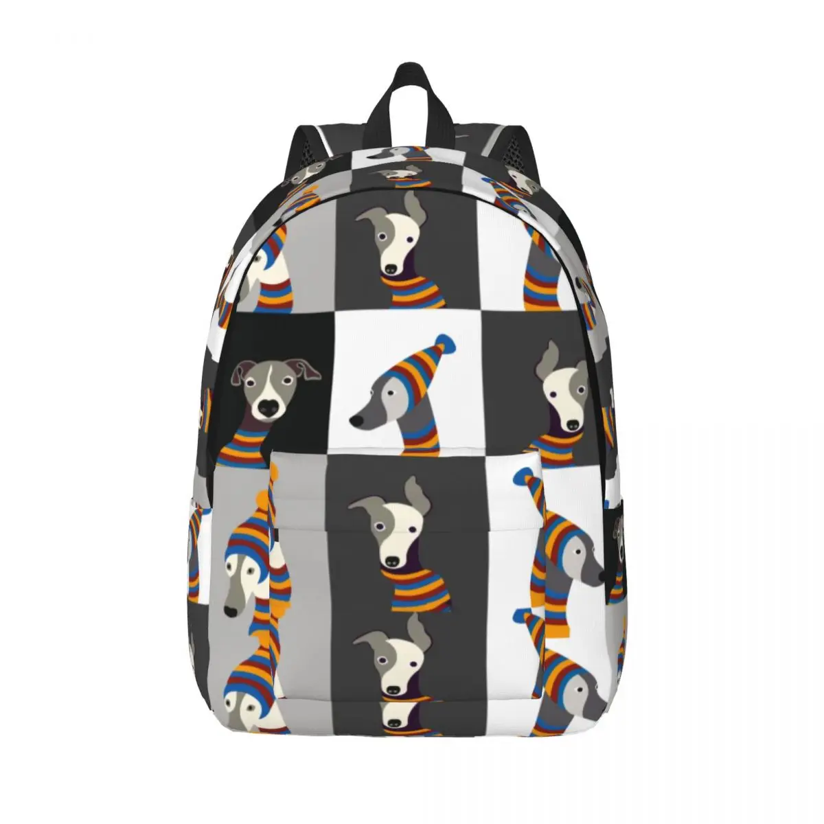Custom Greyhound Whippet Dog Canvas Backpacks Boys Girls Sighthound Hound School College Travel Bags Bookbag Fits 15 Inch Laptop