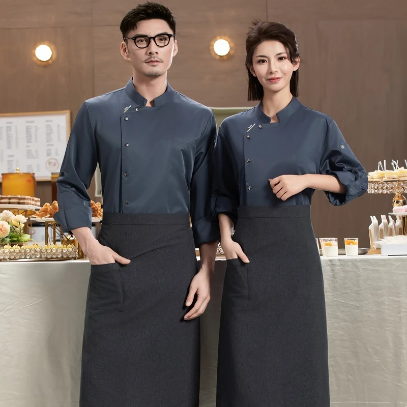 Kurtka kucharska hotelowa, fartuch, odzież, restauracja, biała, długi rękaw, uniform kucharski, koszulka kucharska, uniform roboczy piekarza, kelner, damski, logo