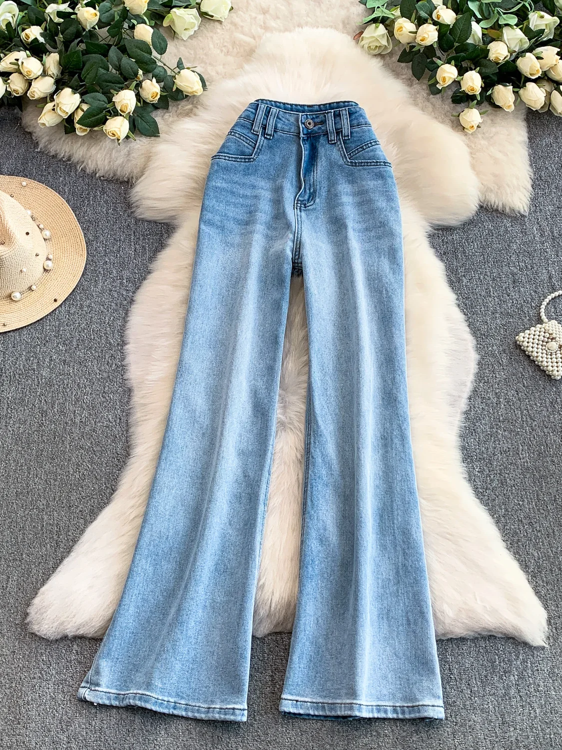

High Waist Blue Jeans Women's Loose Casual Straight Leg Pants Autumn Winter Faion plus Size Comfortable High Rise Slimming