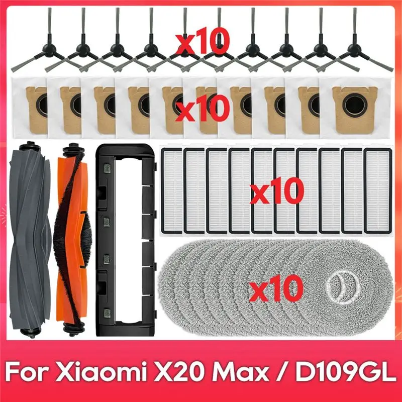 abxf-ロボット掃除機x20-max-d109gl用メインブラシ、サイドブラシ、hepaフィルター、モップクロス、ダストバッグ、アクセサリー部品