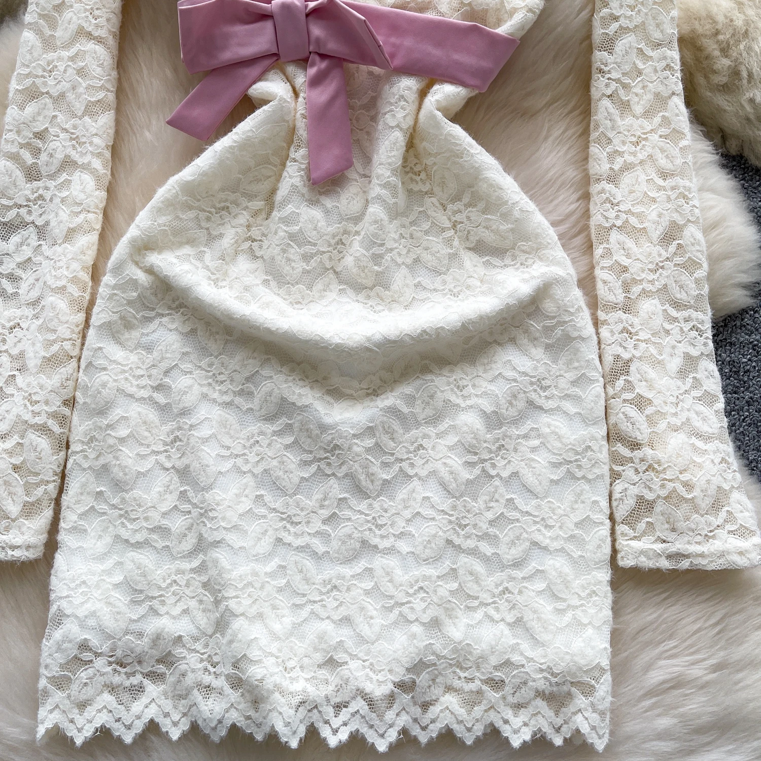 ชุดเดรสวินเทจเก๋ไก๋ คอวี แขนยาว สไตล์เกาหลี สวยสง่า สำหรับฤดูใบไม้ร่วง เสื้อผ้าผู้หญิง