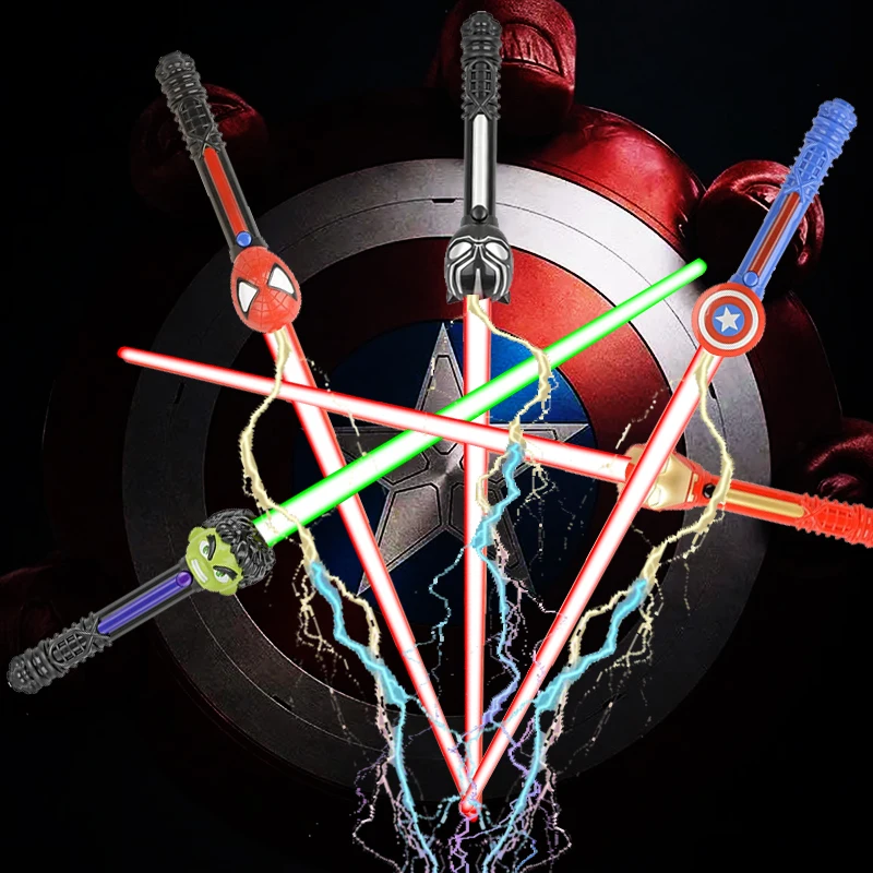 مجموعة تماثيل السيوف للبطل الخارق بإضاءة LED - تتضمن Hulk Black Panther Thanos Captain America - ألعاب تنكرية للأطفال Bo #2