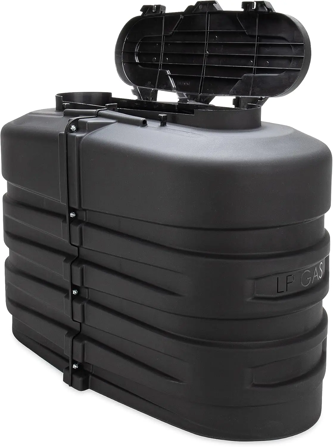 

RV Dual Propane Tank Cover - Measures 29.5″W x 15.5″D x 20.5″H - Features Hinged Top Panel for Easy Access