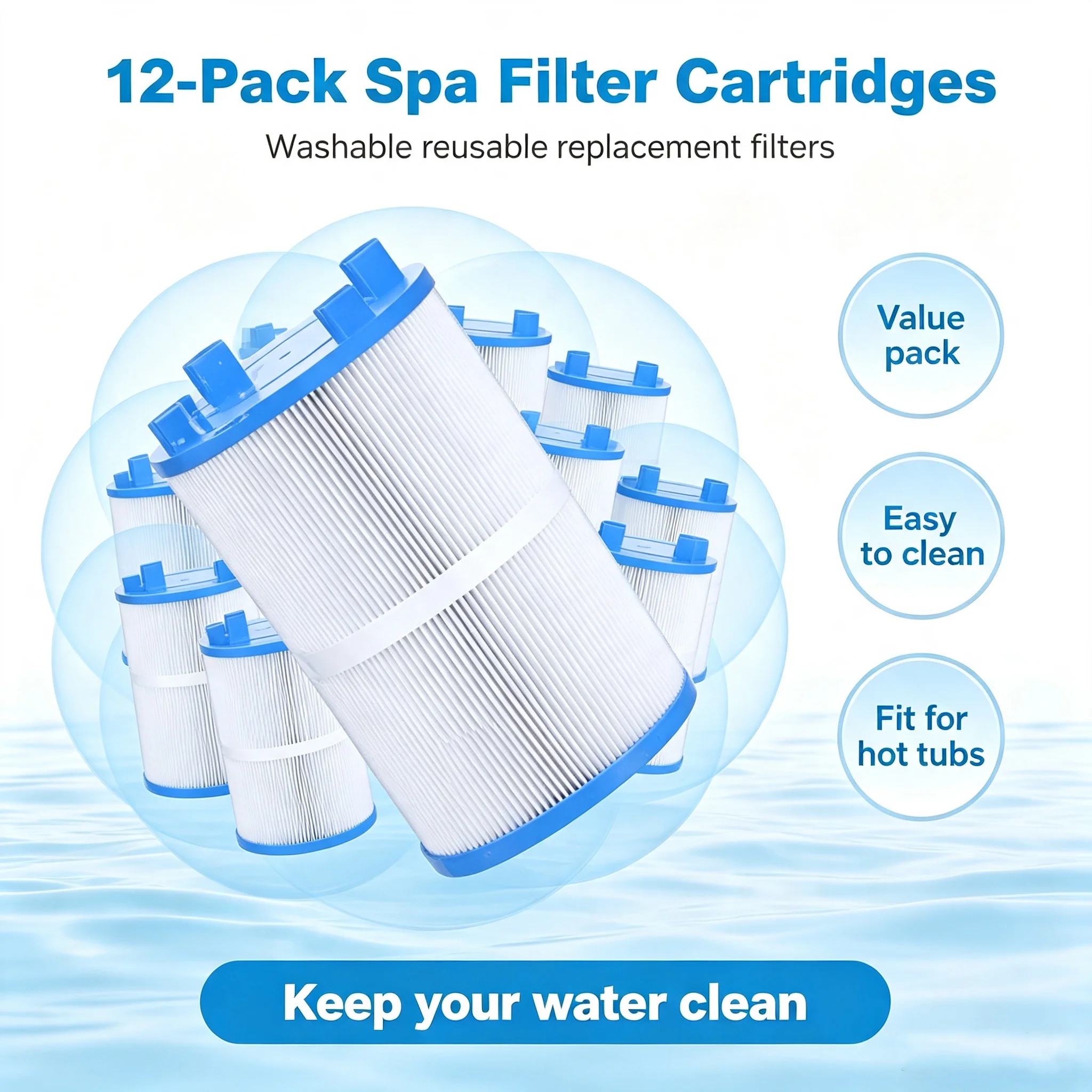 1pc C-7367 Spa Filter Cartridge Replaces Pleatco PD075-2000, Unicel C-7367, Filbur FC-3059, Dimension One 1561-00, Aladdin 17541