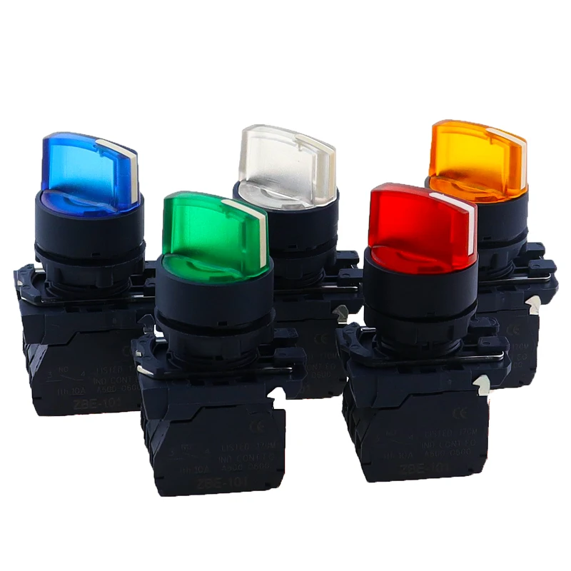 Waterproof Illuminated Selector Switch Rotary Switch Knob Switch Two or Three Position SB5 LA68S XB5 AK124B5 with Integral LED