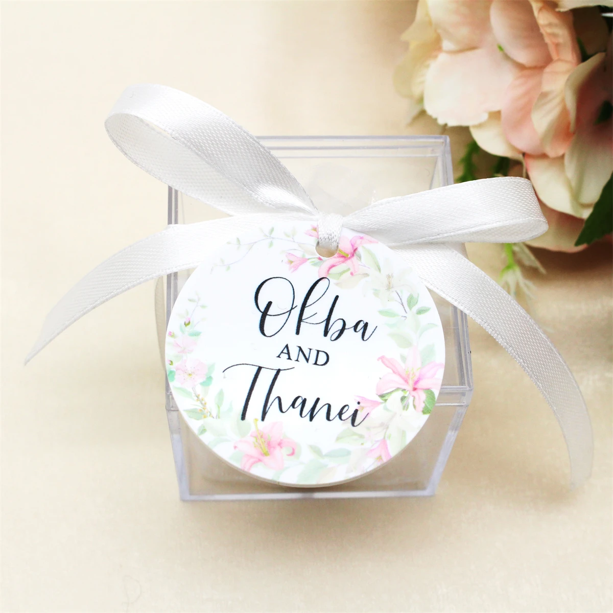 

50*Personalized Print Bride Baptism Acrylic Round Decoration Coin Table Decor Circle Favor Tag For Wedding & Engagement