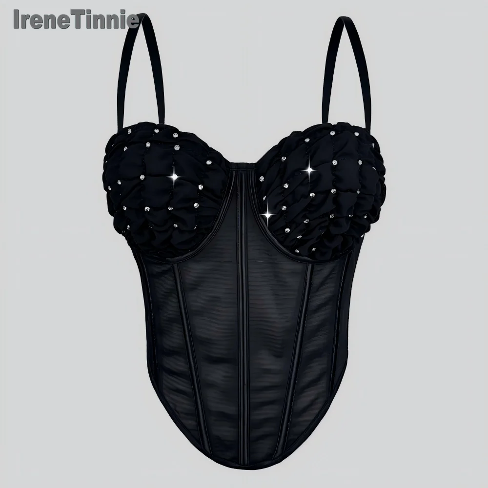 

IRENE TINNIE Ropa Mujer Топы y2k Одежда Корсет Для укороченных Feminino Barata Майки и майки 2000-х годов Вечерний сетчатый топ 2025