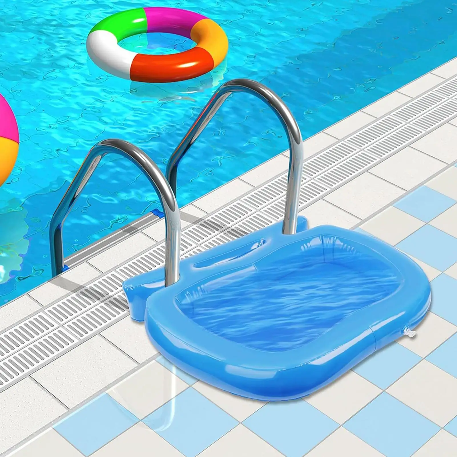 

Inflatable Foot Bath Basin For Swimming Pool To Clean Feet Sturdy Portable Versatile Blue Inflatable Basin for Outdoor Spas