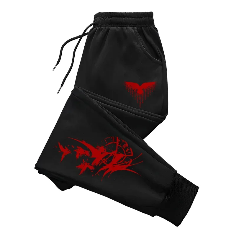 

Raven Print Casual Trousers Men Autumn Winter Jogger Pants Sweatpants Sport Comfortable Outdoor Home Wear 2025 Y2k Man Clothes