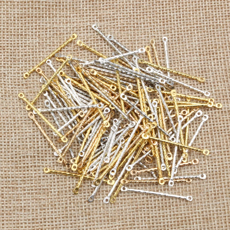 

50Pcs/lot 15-40mm Double Cylinder Bar Earrings Connecting Stripes For DIY Jewelry Making Earring Pins Findings Supplies