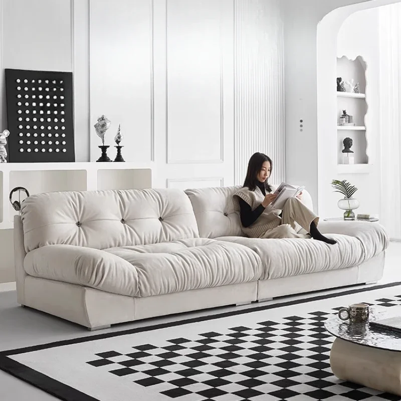 Straight row Internet celebrity double cloud sofa, living room small apartment