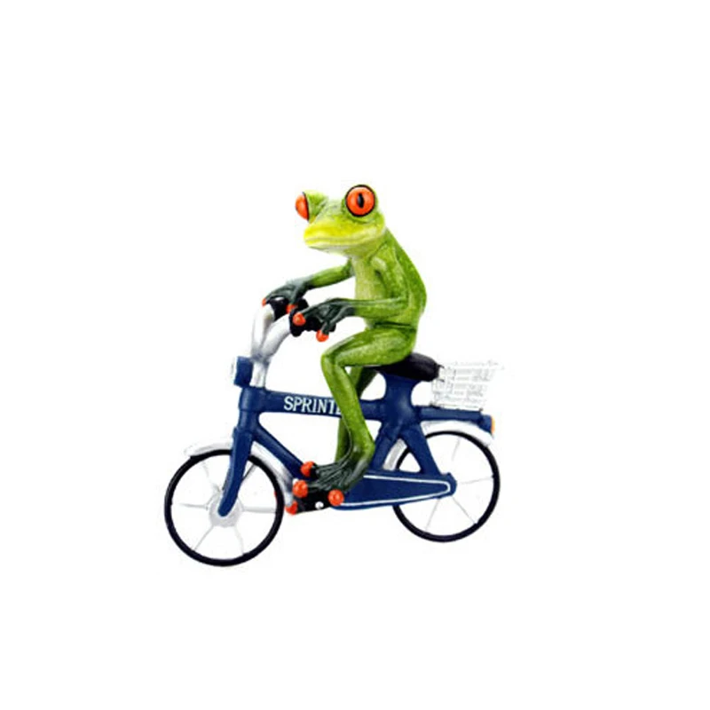 Frogs Ride Bicycle to decorate Household Crafts