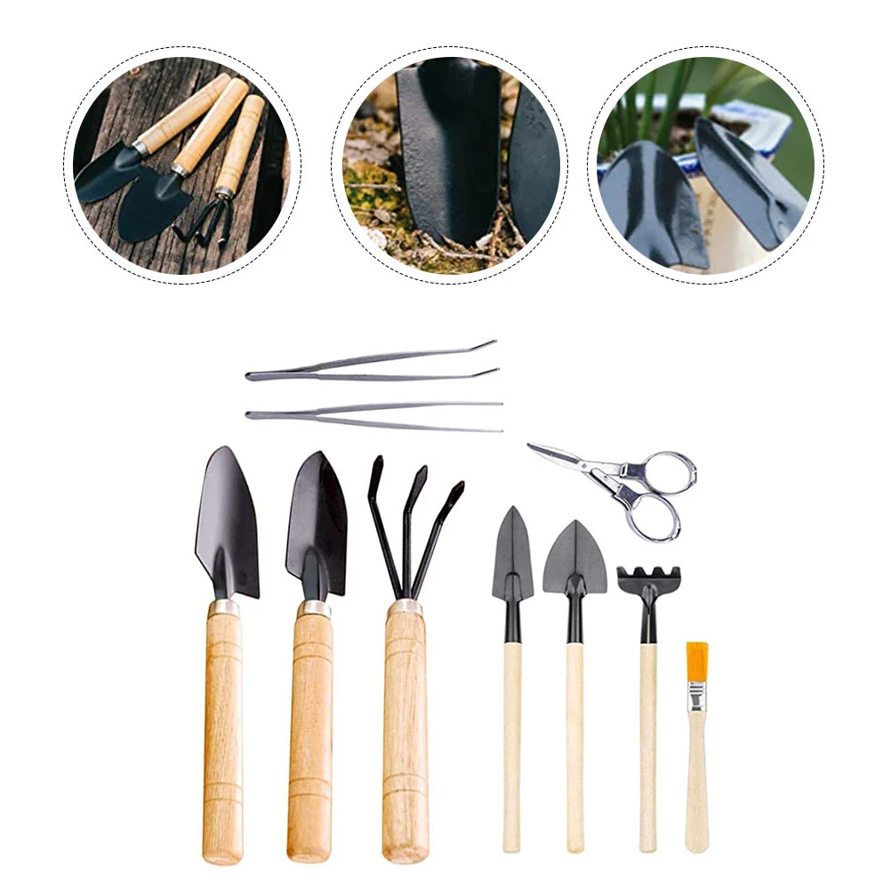 10 Pcs Planting Flower Arrangement Tool Wooden Gardening Accessories Kit Bonsai Growing Succulent Miniature Suite Supply