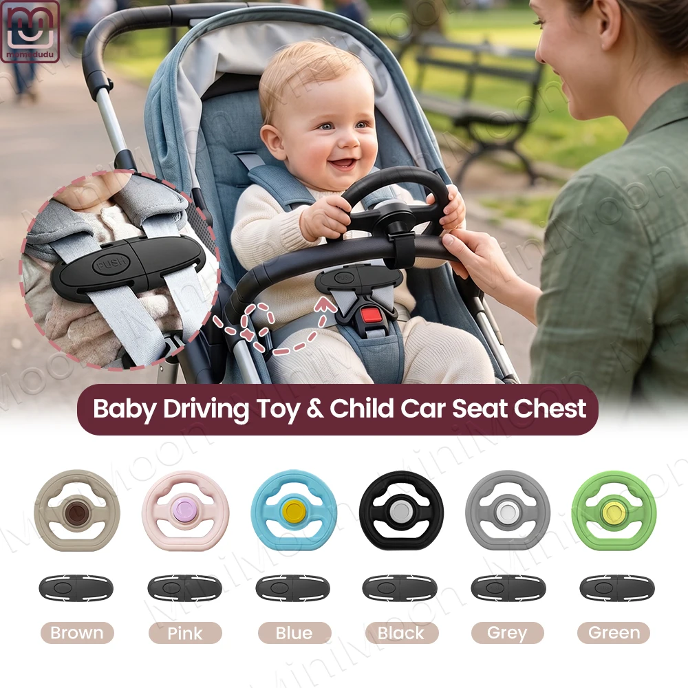 Lenkrad- und Autositz-Brustgurt-Clip-Set für Kinderwagen, universell passend für Fahrspaß & Sicherheitsclip gegen Entflucht
