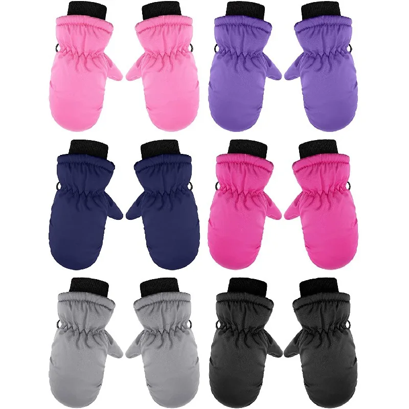 Gants de ski chauds et imperméables pour garçons et filles, mitaines épaisses, coupe-vent, extérieur, école, enfants, 3, 4, 5, 6 ans, hiver