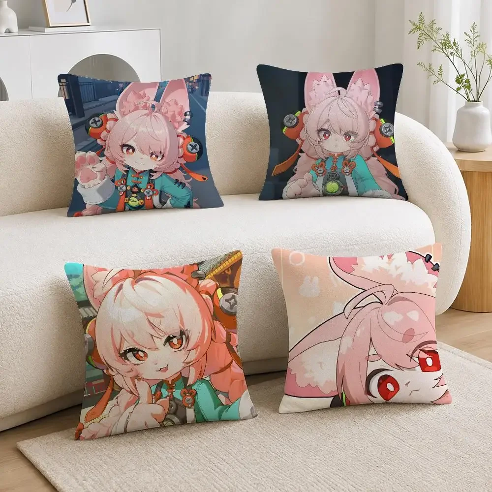 Game Character Zhao Zenless Zone Zero Cushion Cover Soft Plus Fluffy Throw Pillow Cases for Sofa Bedroom Home Decor