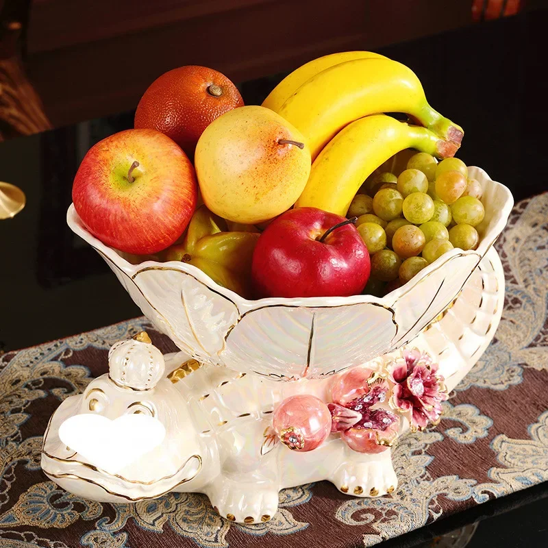 طقم أوعية فواكه سيراميك ذهبي على شكل تمساح مع لمسات رمان - قطعة مركزية فاخرة لغرفة المعيشة وعرض حلوى إبداعي #4