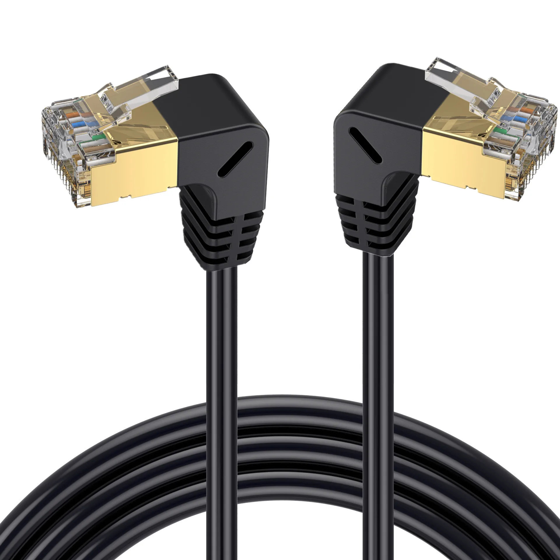 Podwójny łokieć w dół i do góry pod kątem 90 stopni CAT8 40Gbps 8 p8c kot 5 kabel sieciowy Ethernet RJ45 Lan Patch Cord 0.5M