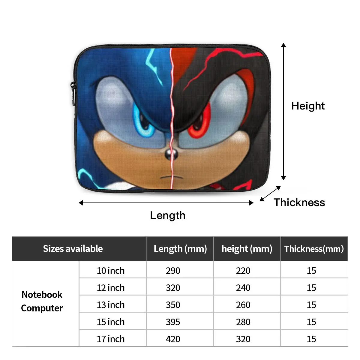 Sonic Shadow T-Shirt Notebook Laptop Bag Case Pouch For Macbook Air Pro Tablet Shockproof Case Bag