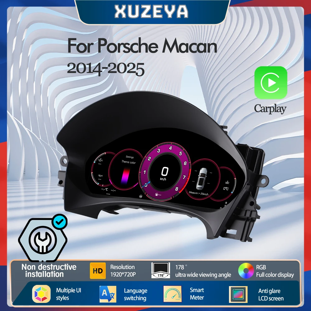 

Digital Instrument Cluster For Porsche Macan 2014-2025 Carplay Speedometer,Dashboard, HD virtual cockpit LCD