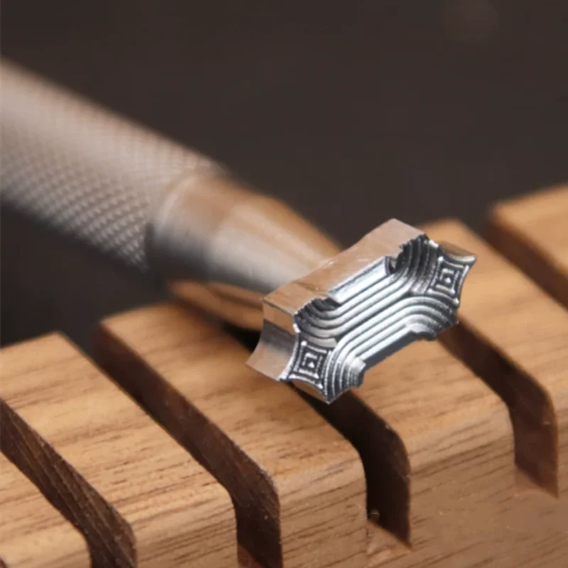 304 Stainless Steel 3D Geometric Leather Stamp Tool, Multi-Function Embossing Punch For Veg-Tanned Leather DIY, 16x7mm