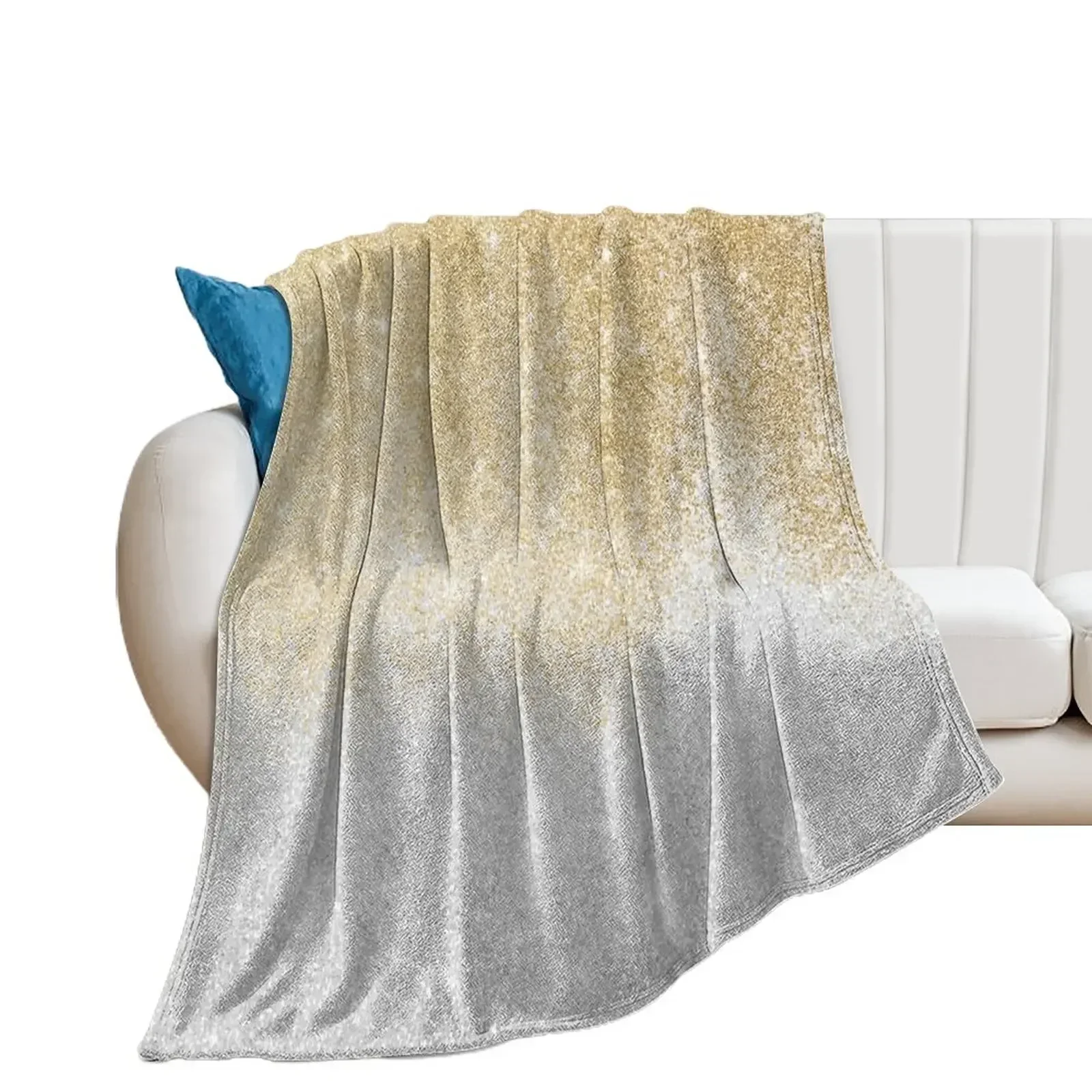 Gold and Silver Glitter Ombre Luxury Design Throw Blanket Luxury Brand Heavy Blankets