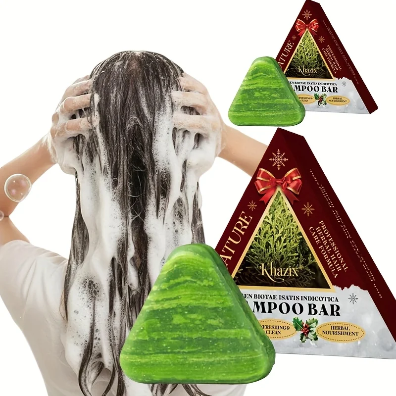 

1PCS of Platycladus orientalis leaf shampoo soap,controls oil,improves frizz,thickens and softens hair, and creates fluffy hair