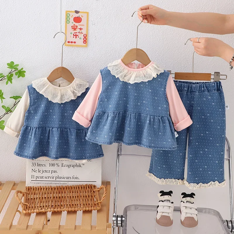 

New Spring Autumn Baby Clothes Suit Children Vest T-Shirt Pants 3Pcs/Sets Infant Girls Clothing Toddler Costume Kids Tracksuits