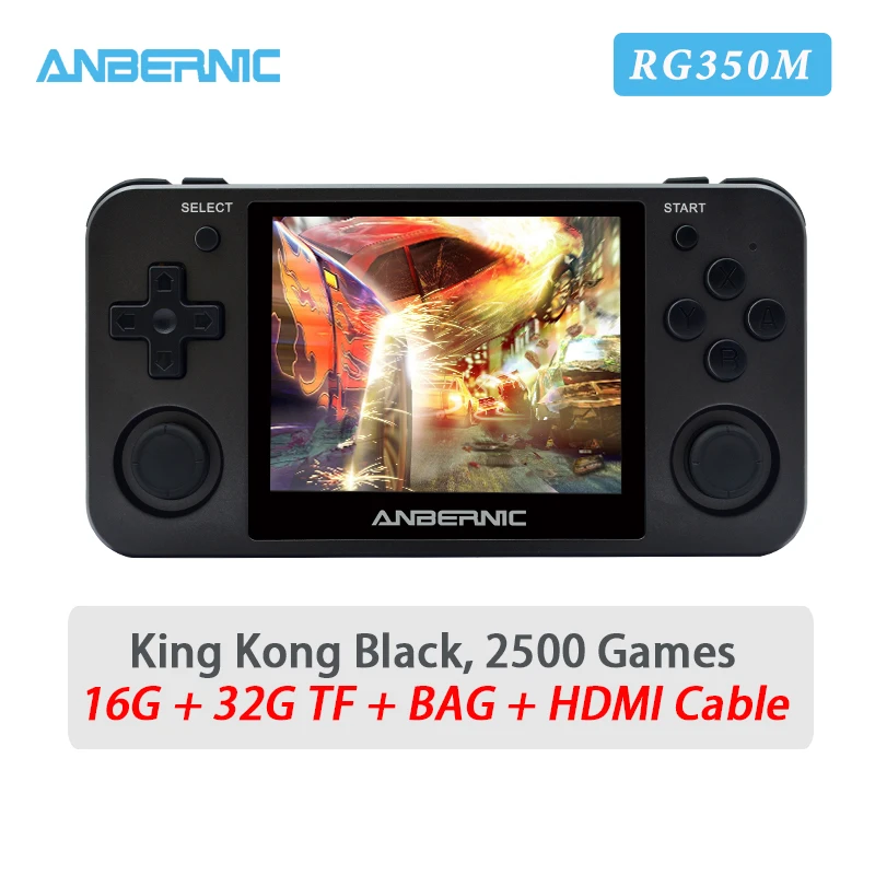 ANBERNIC RG350M 64Bit 3,5 pulgadas pantalla IPS consola de juegos portátil apertura Linux Tony sistema compatible con HDMI 2500 juegos para PS1 CPS1