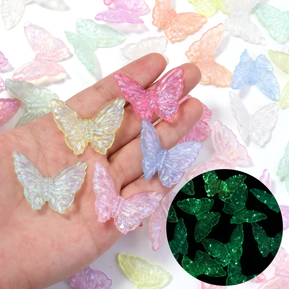 

20pcs/lot 36.5x27mm Mermaid Color Butterfly Acrylic Beads for Jewelry Making Colorful Loose Spacer Butterfly Beads DIY Earring