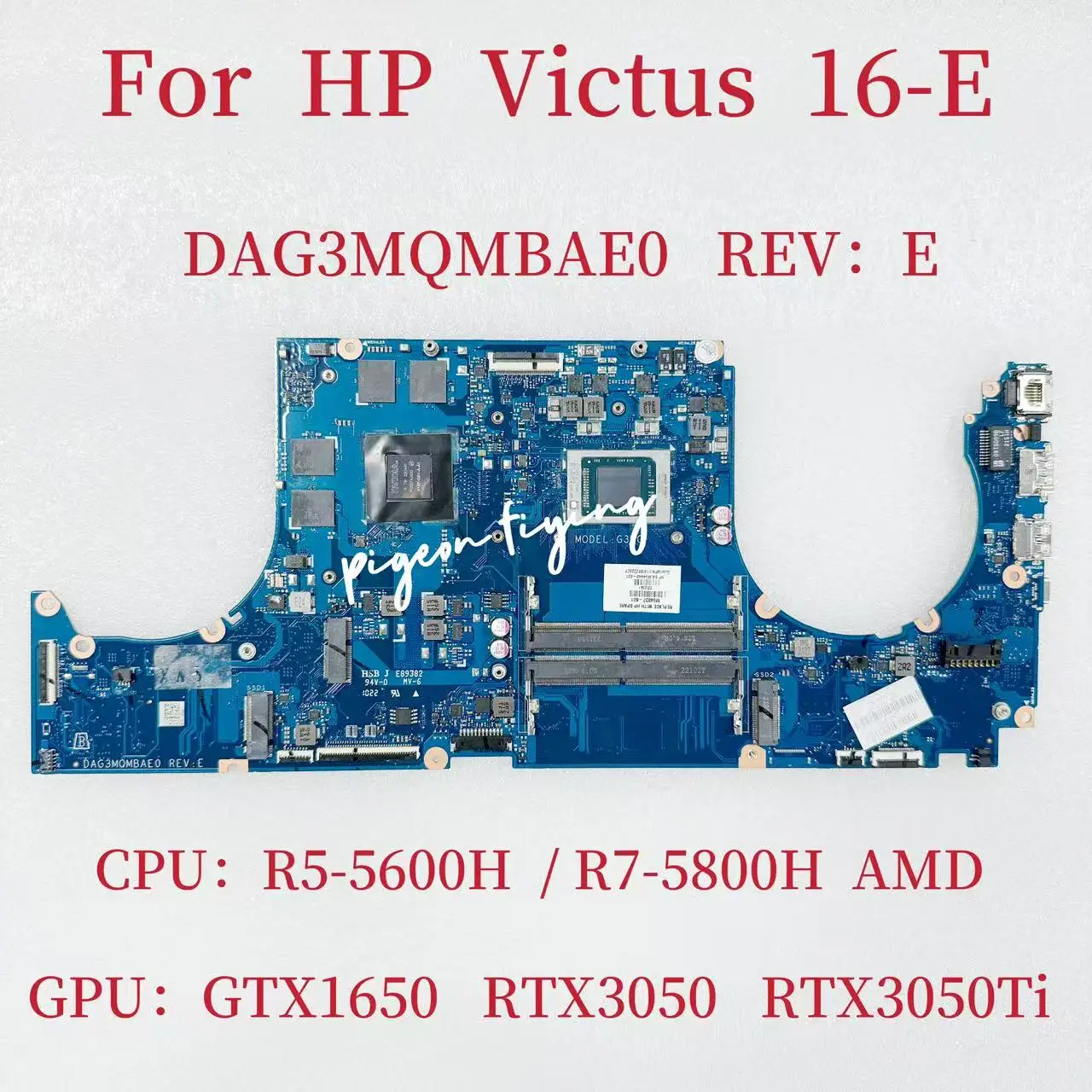 

DAG3MQMBAE0 Mainboard For HP VICTUS 16-E Laptop Motherboard CPU:R5-5600H R7-5800H GPU:GTX1650 RTX3050 4GB 54835-601 M54837-601