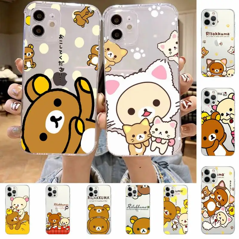 Rilakkuma Kawaii Phone Case For iPhone 11 12 13 14 Mini Pro Max XR X XS TPU Clear Case For 8 7 6 Plus SE 2020