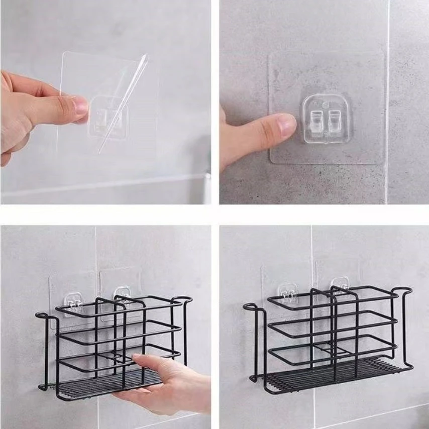 Adesivos de Parede Transparente Ganchos, Wire Shelf Rack, Montagem na parede, soco livre, Cozinha, Banheiro, Não Traço, Adesivos Titular, 10 Pcs,