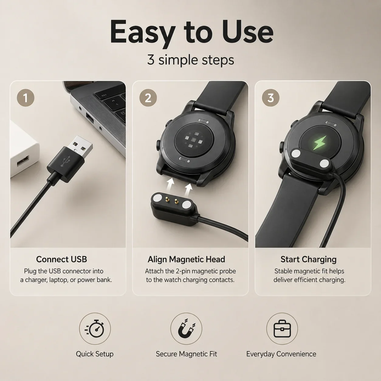 For Realme Watch5 Smartwatch Dock Charger Adapter USB Charging Cable Cord Smart Watch Power Charge Wire Accessories