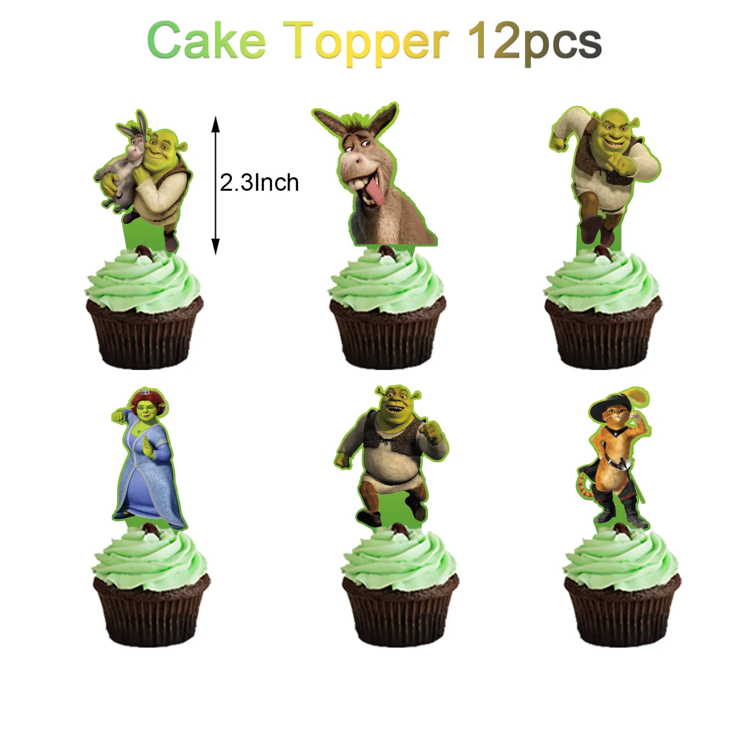 Shrek&Fiona&Green&Monster Theme Birthday Party Decoration Supplies Balloon Background Banner Cake Topper Kid Gift Photo Props