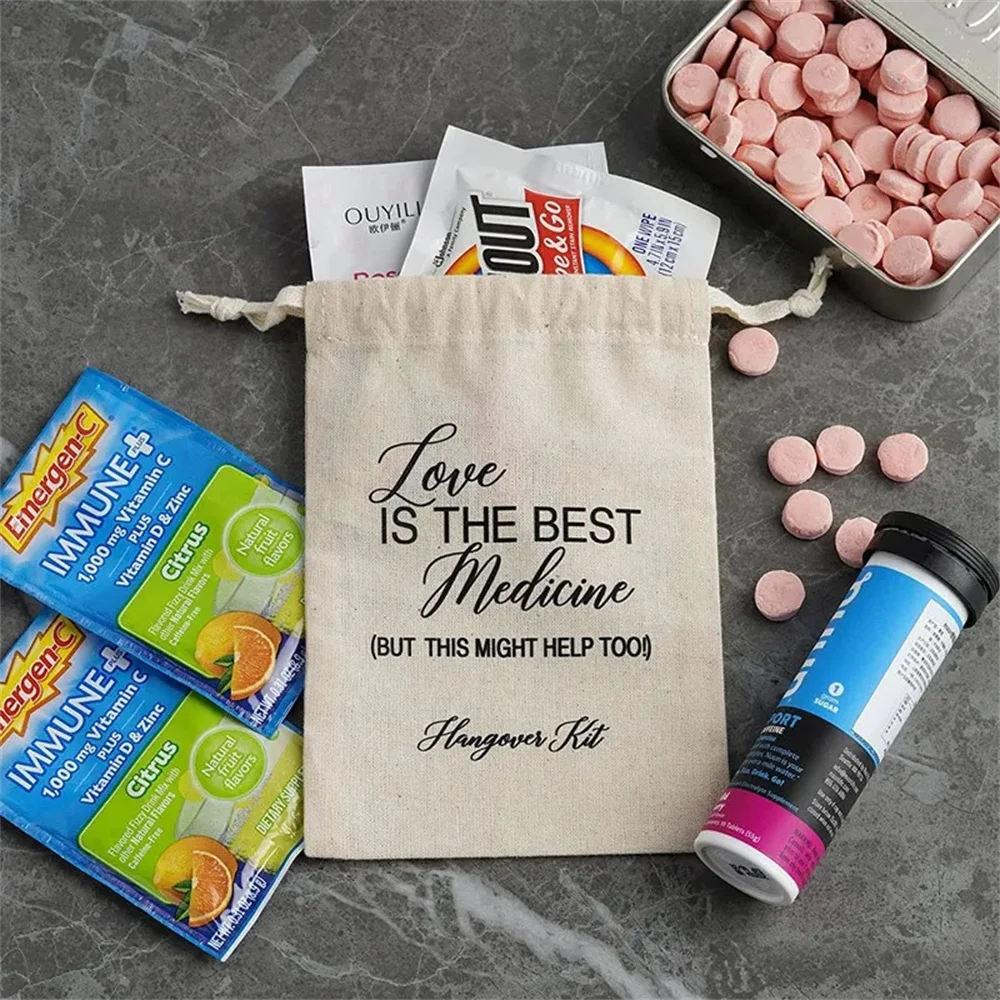 

20 Hangover Kit Bags Party Favor Bag for Bachelorette Survival Jewelry Pouch Luxury Cotton Drawstring Bag for gift Wedding Favor