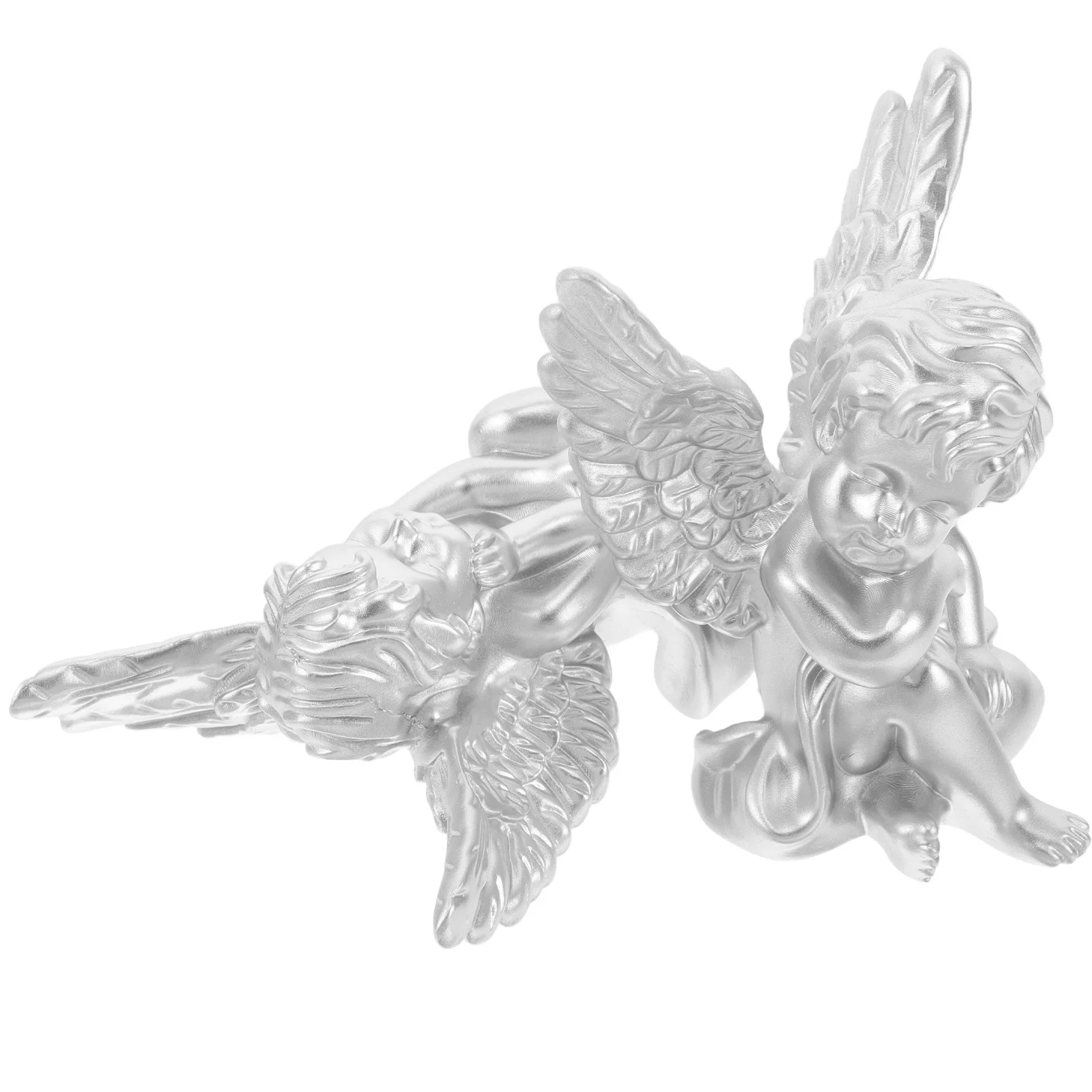 

2Pcs Resin Angel Statue Indoor Home Decoration Charming Small Sculpture Memorial Gift for Women Graceful Art Statue Decor