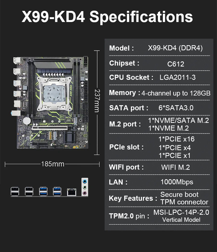 X99 ​ اللوحة الأم XD4 tpm 2.0 Xeon Kit E5 2680 2690 V4 CPU DDR4 RAM مجموعة كاملة LGA 2011 V3 اللوحات الأم X99 مع المعالج