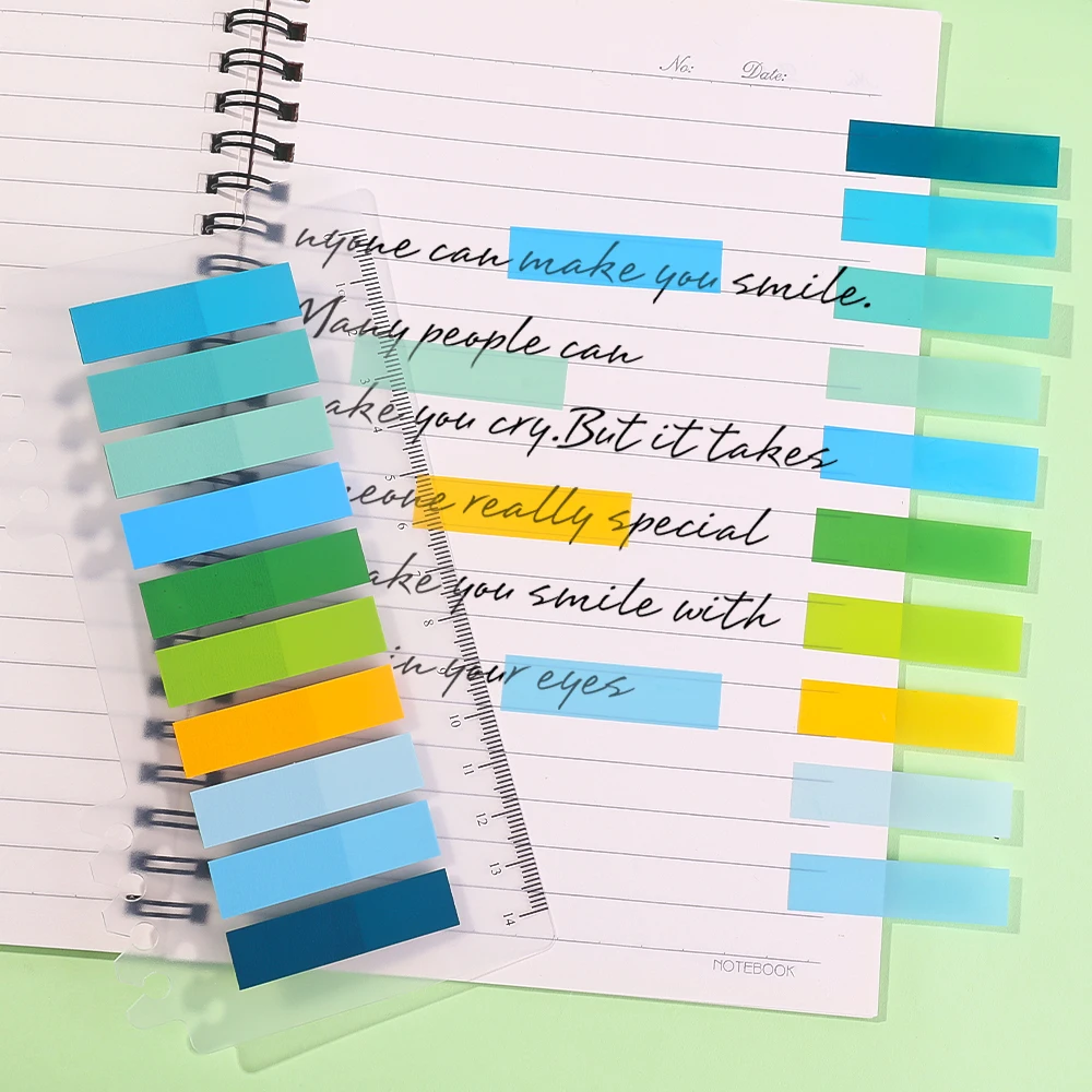 200Sheets Sticky Notes Memo Pad with Ruler Highlighter Marker Page Flags To Do List Index Tab Transparent Posted It Stationary