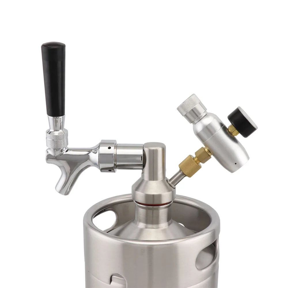 

Stainless Steel Beer Growler Spear Tap System With Co2 Regulator for 2L 3.6L 4L 5L Mini Keg Dispenser Portable Kegerator Kit