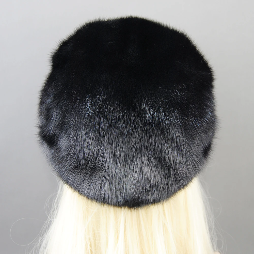 New Luxurious Ladies Fashion 100% Natural Mink Fur Visors Caps Winter Women Warm Outdoor Mink Fur Cap Full Pelt Female Fur Hats