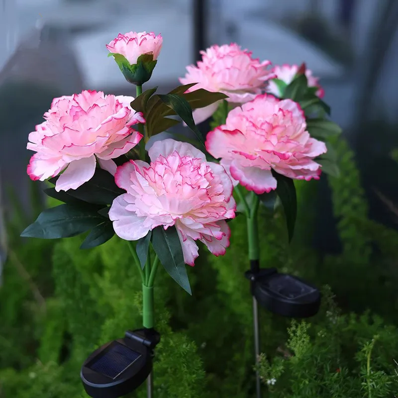

Pink Peony Flower Lawn Lights Solar LED Garden Lights Outdoor Waterproof Holiday Decor Lamp Pathway Floral 1035