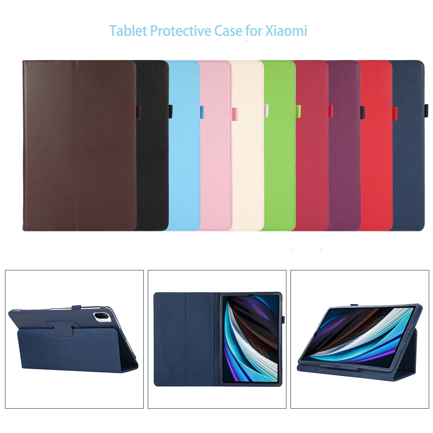 PU Leather Magnetic Smart Flip Stand Tablet Cover Case with Auto Sleep Wake Cover For Xiaomi Pad 4 5 6 12.4 Redmi pad SE 11 2023