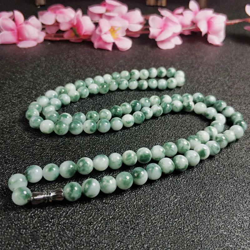 Myanmar Emerald Jade a Goods Floating Flower Beads Necklace Bracelet Men's and Women's Pendant Lanyard Glutinous Species Floatin