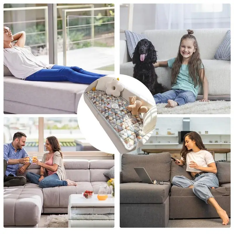 Couch Protective Covers Soft Comfortable Cotton Couch Covers Self Adhesive Non-Slip Living Room Sofa Towel Cushion Mat