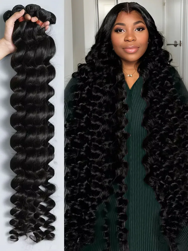 

30 40 Inch Loose Wave Human Hair Bundles Deep Wave 3 4 Bundle Deals Brazilian Raw Remy 100% Unprocess Virgin Hair Extensions
