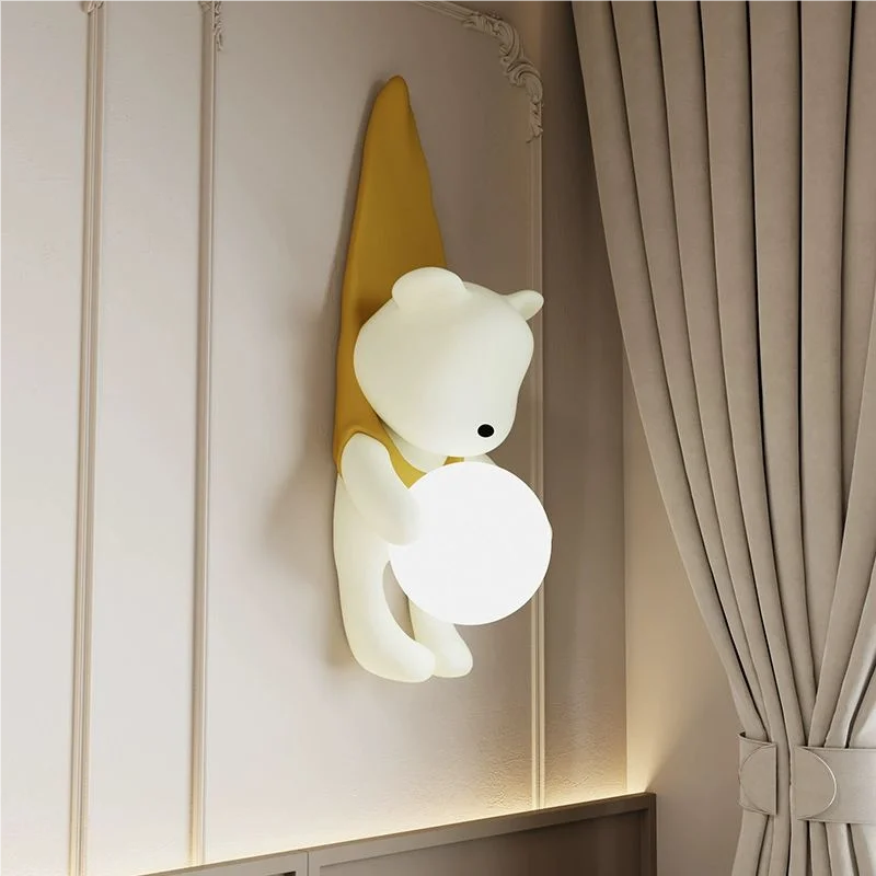 

Modern simple Stylish Ins Style Cute Bear Wall Lamp with G9 Bulb Three Color Light for Bedroom Study Room Home Decor Lighting