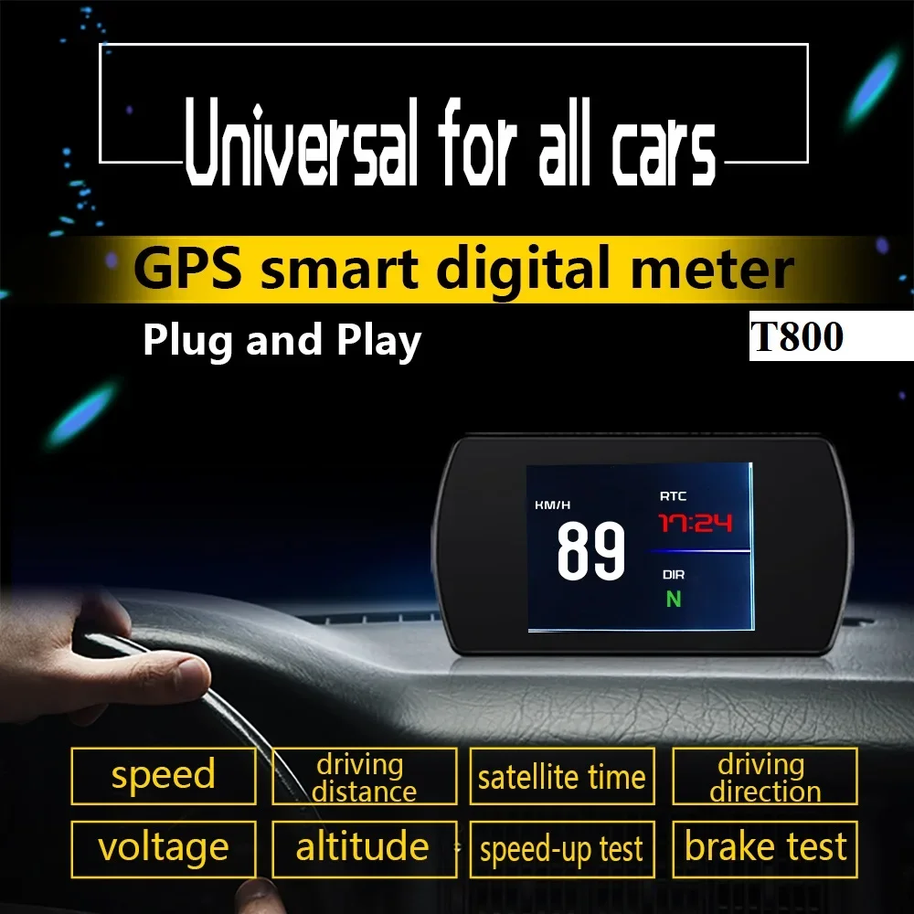 Multiple Head Up Display HUD OBD2 GPS Speedometer Speed RPM Fuel Consumption Driving Time with Alarm Buzz Projector T800 P12