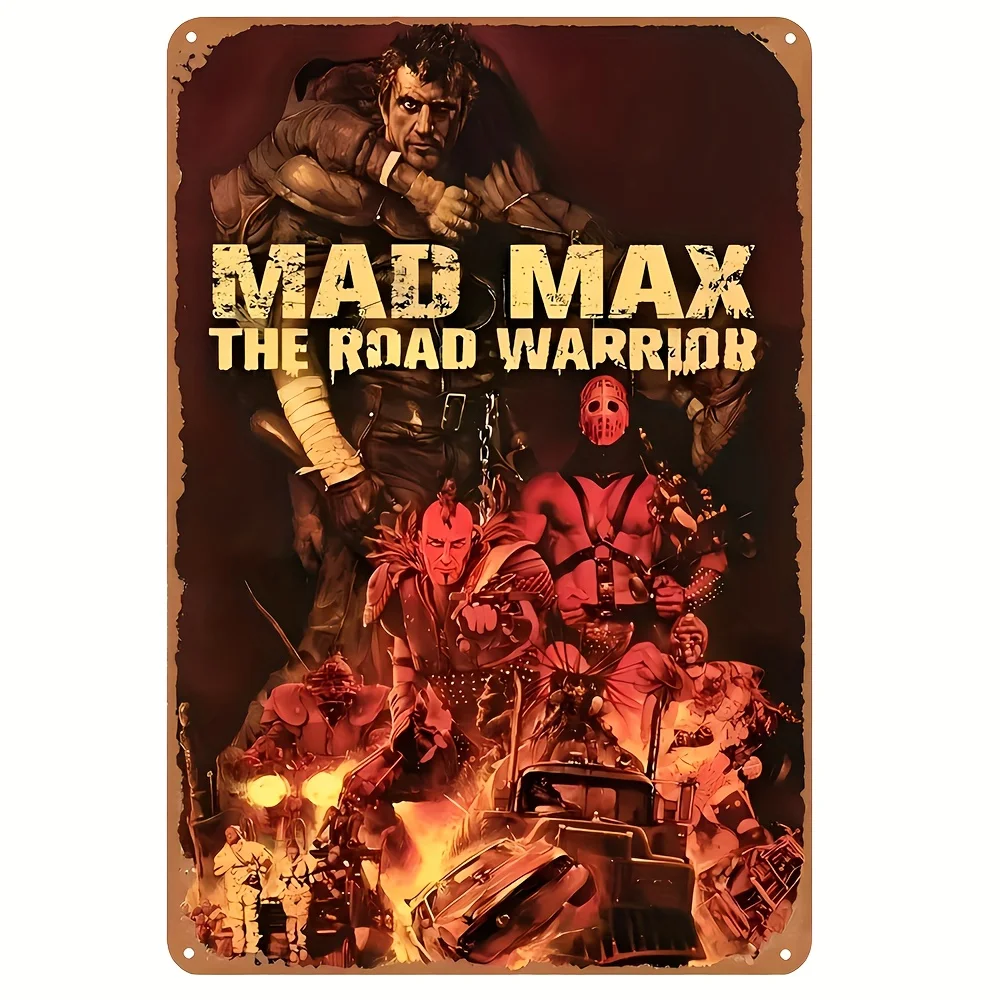Party Supplies Mad Max 2: The Road Vintage Metal Iron Sign - Wall Art, Pre-Punched Movie Poster Sign, Suitable fo